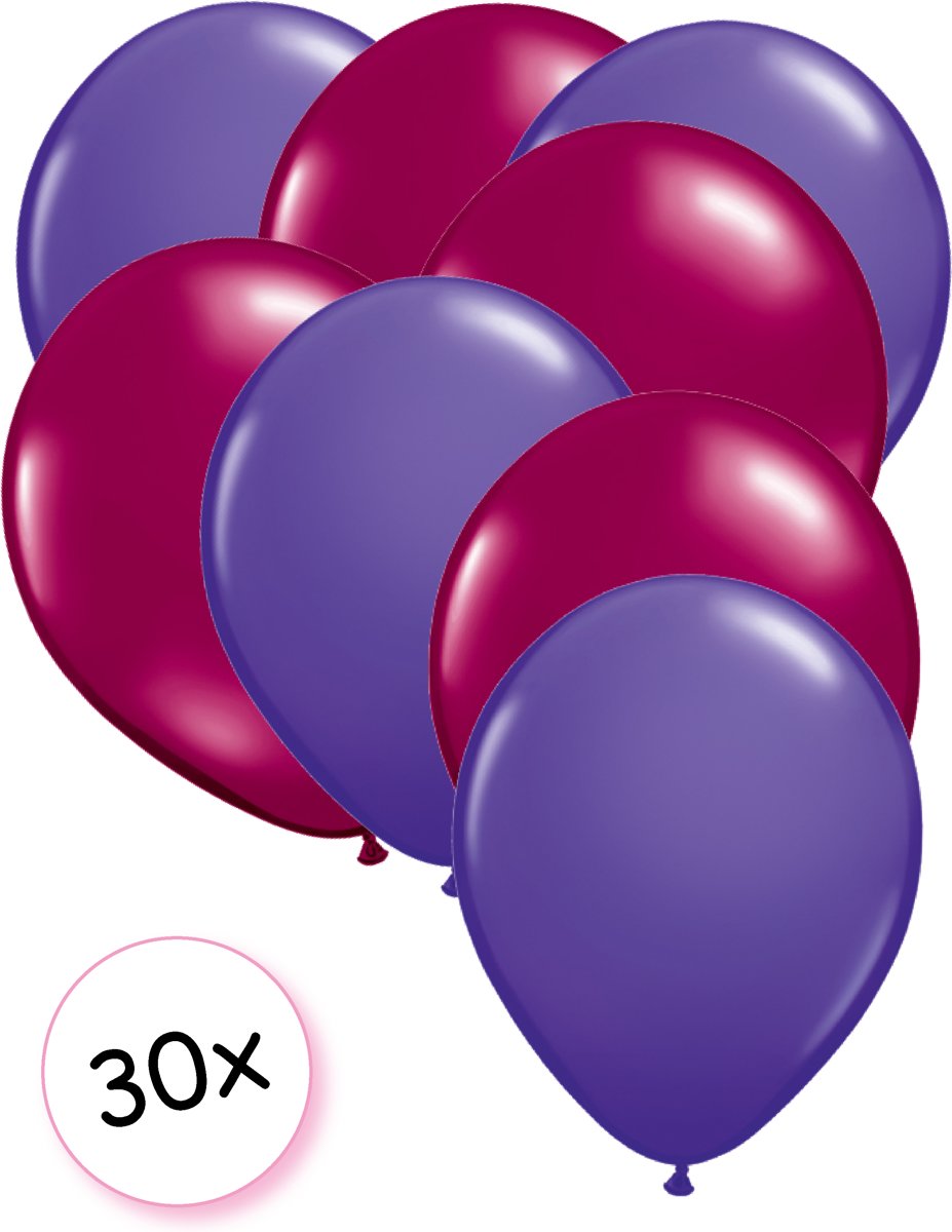 Ballonnen Paars & Fuchsia 30 stuks 27 cm